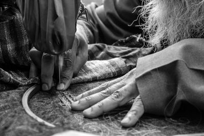 Close-up of hands working