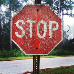 Close-up of road sign