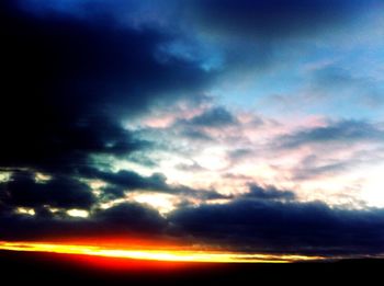 Scenic view of cloudy sky at sunset