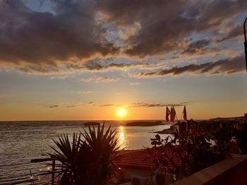 Scenic view of sea during sunset