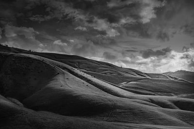 Scenic view of arid landscape against sky