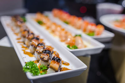 Close-up of food in plate on table