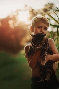 Portrait of shirtless boy