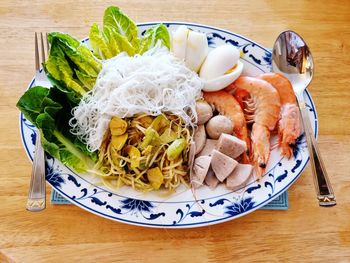 Close-up of food in plate on table