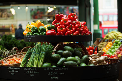 Close-up of fruits for sale at market stall