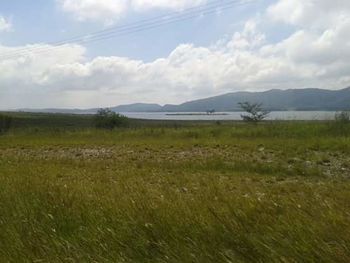 Scenic view of landscape against cloudy sky