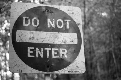 Close-up of road sign