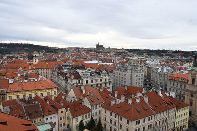 High angle view of townscape against sky