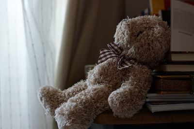 Close-up of stuffed toy at home