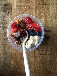 High angle view of breakfast served in bowl