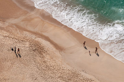 High angle view of people at beach