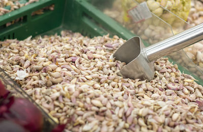 Close-up of chopped for sale in market