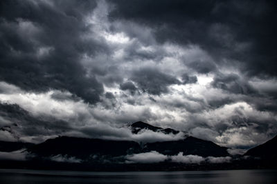 Scenic view of sea against cloudy sky