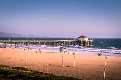 Scenic view of beach against clear sky