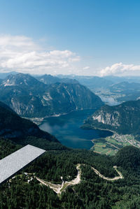 High angle view of mountains against sky