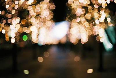Defocused image of illuminated christmas lights