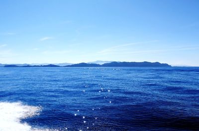 Scenic view of sea against blue sky