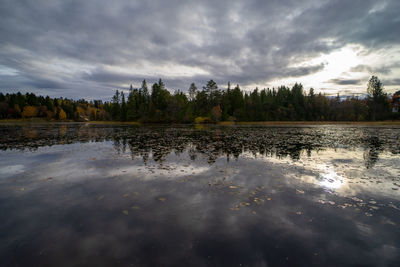 Scenic view of lake against sky