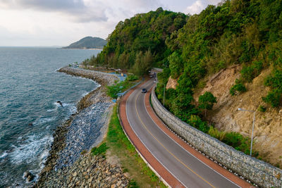 High angle view of sea against sky