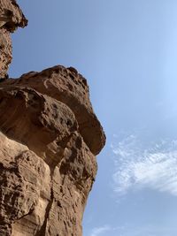 Low angle view of rock formation against sky