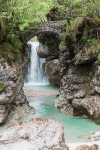 Scenic view of waterfall