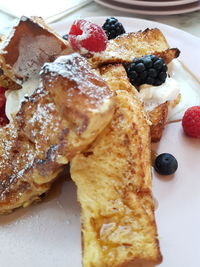 Close-up of breakfast served in plate