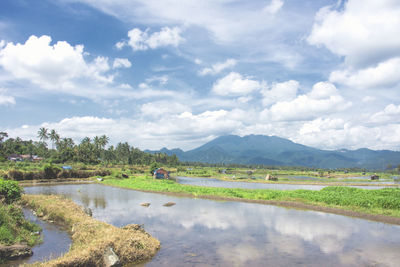 Scenic view of lake against sky