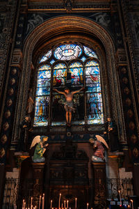 View of ornate glass window in temple