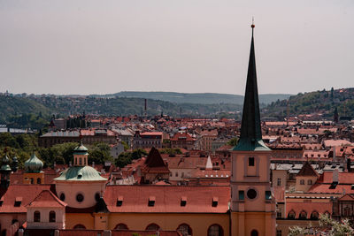 High angle view of townscape against sky