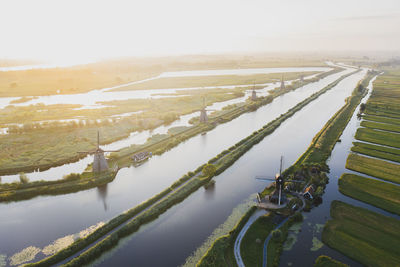 High angle view of river along landscape