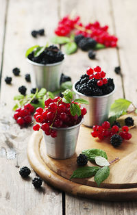 Close-up of strawberries on table