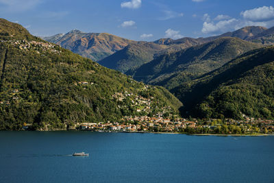 View to luino, lago maggiore, varese, lombardy, italy