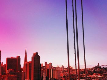 View of cityscape against clear sky