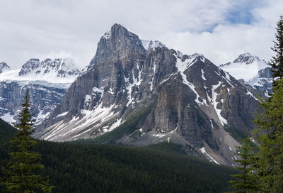 Majestic peak of mount babel isolated, moraine lake road, banff national park, alberta, canada