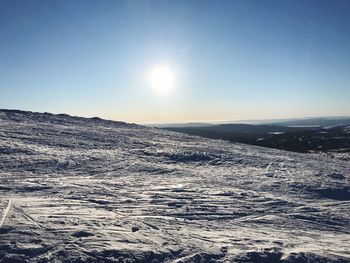 Scenic view of dramatic landscape against clear sky