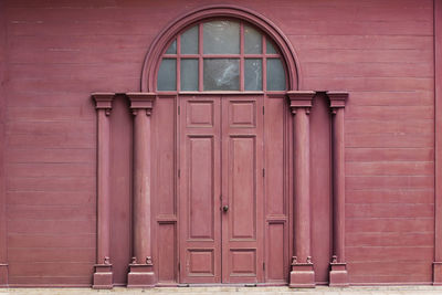 Closed door of building