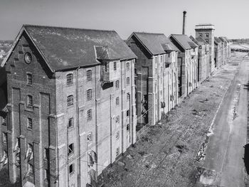 Panoramic view of old building in city against clear sky