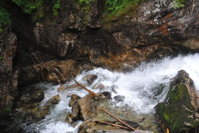 Water flowing through rocks