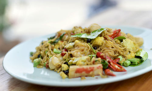 Close-up of meal served in plate