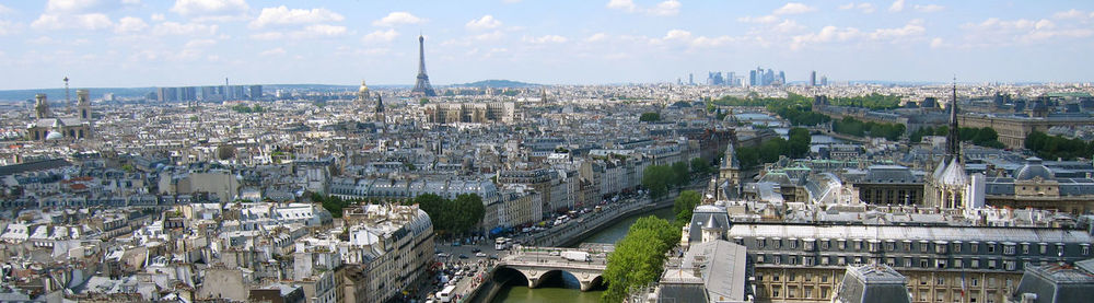 Panoramic view of cityscape against sky