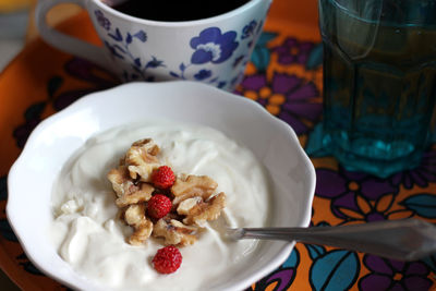 Close-up of breakfast served in bowl