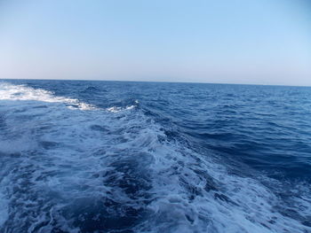 Scenic view of sea against clear sky