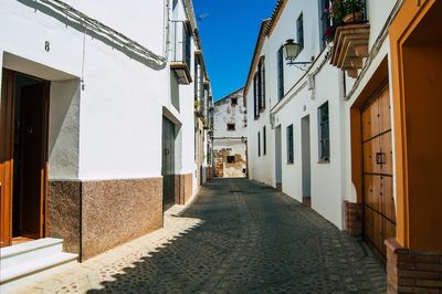 Empty alley amidst buildings in town