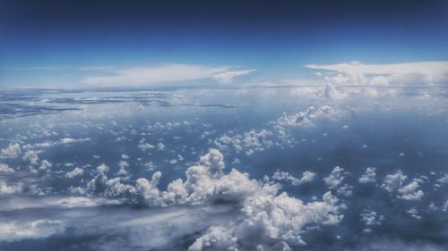 Aerial view of clouds over blue sky