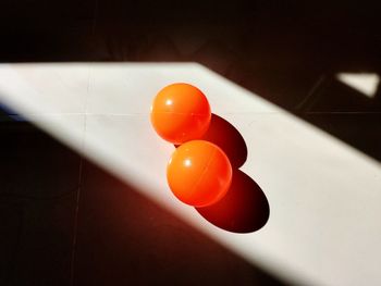 High angle view of balls on table