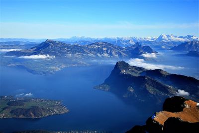 Aerial view of snow covered mountain