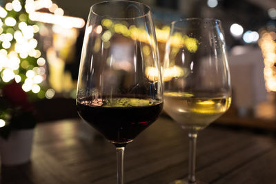 Close-up of wine glass on table