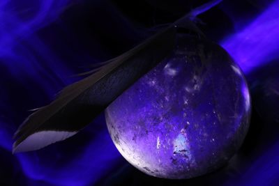 Close-up of purple blue glass