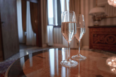 Close-up of wineglass on table