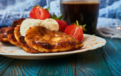 Close-up of breakfast on table